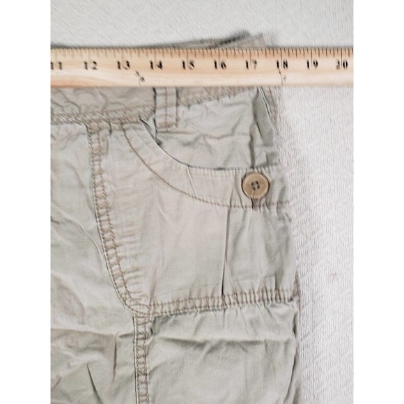 OP Ocean Pacific Pants Womens 17 Ankle Tie Cargo Beige Cotton Zipper Pockets - Picture 5 of 14